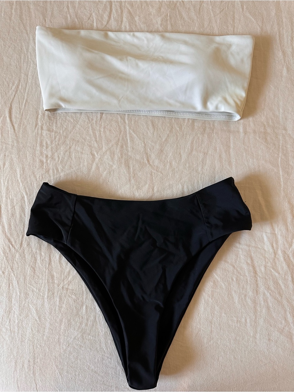 Zaful - Black and White Colorblock Two Piece Swimsuit (size M)